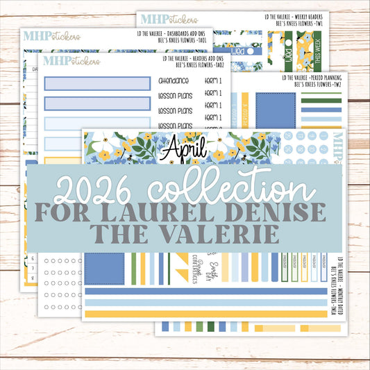 APRIL Stickers for The Valerie Laurel Denise Planner (Formerly Teacher Planner) "Bee's Knees Flowers" || TC