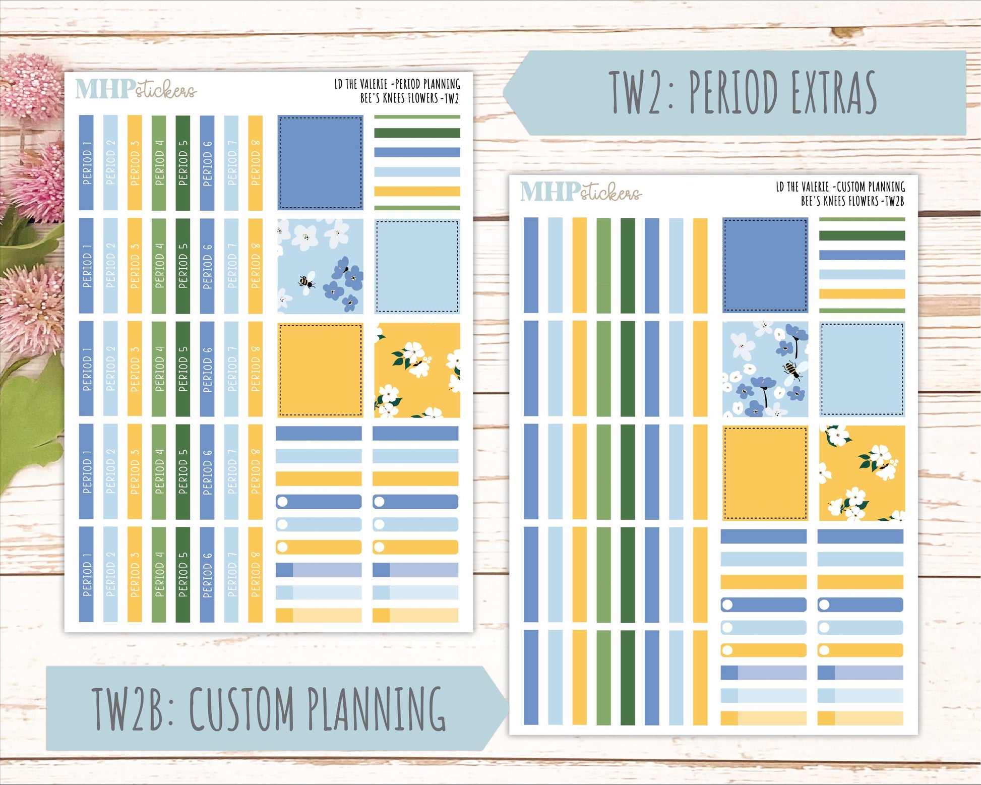 APRIL Stickers for The Valerie Laurel Denise Planner (Formerly Teacher Planner) "Bee's Knees Flowers" || TC
