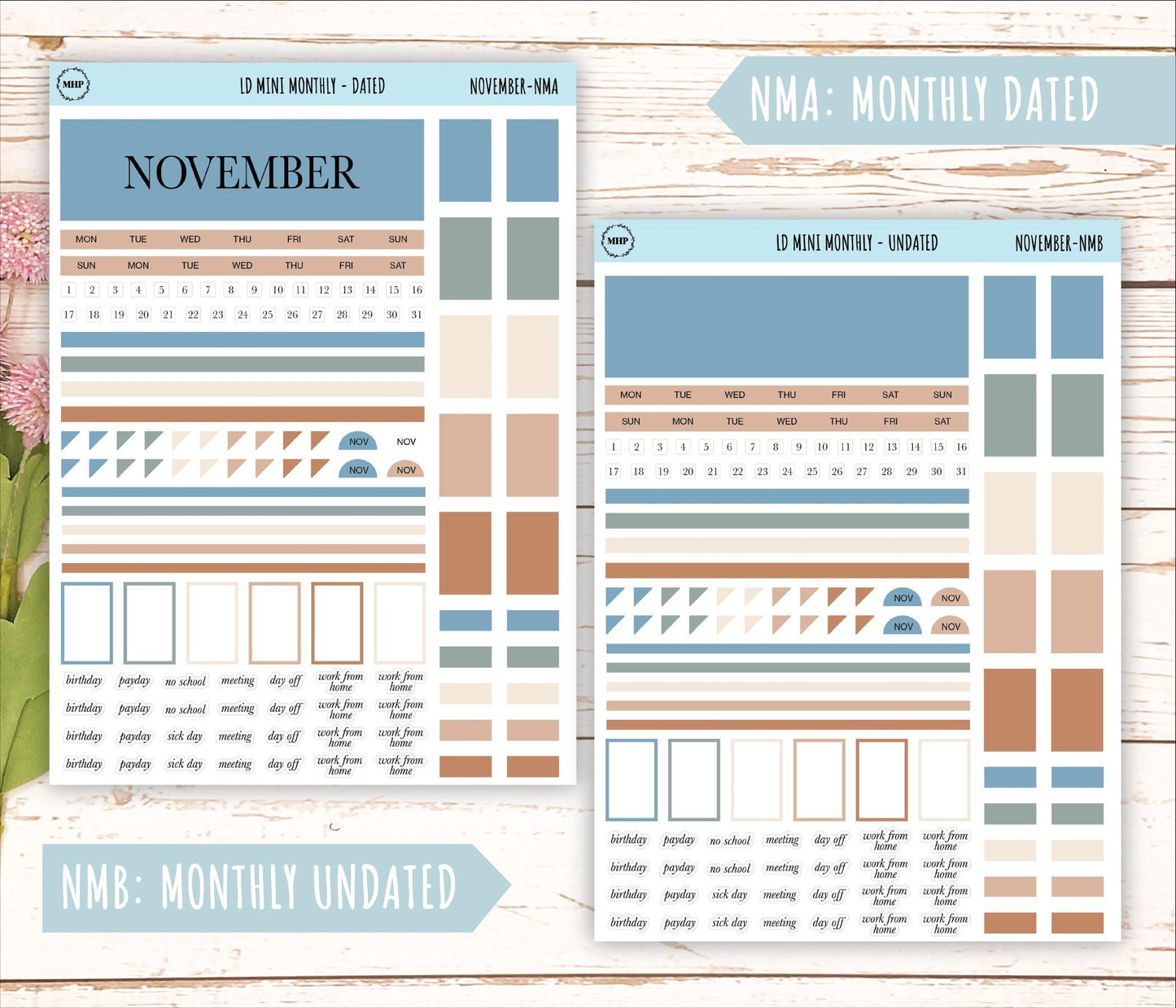 NOVEMBER Neutral Color Stickers for small Laurel Denise Planners || NNOV