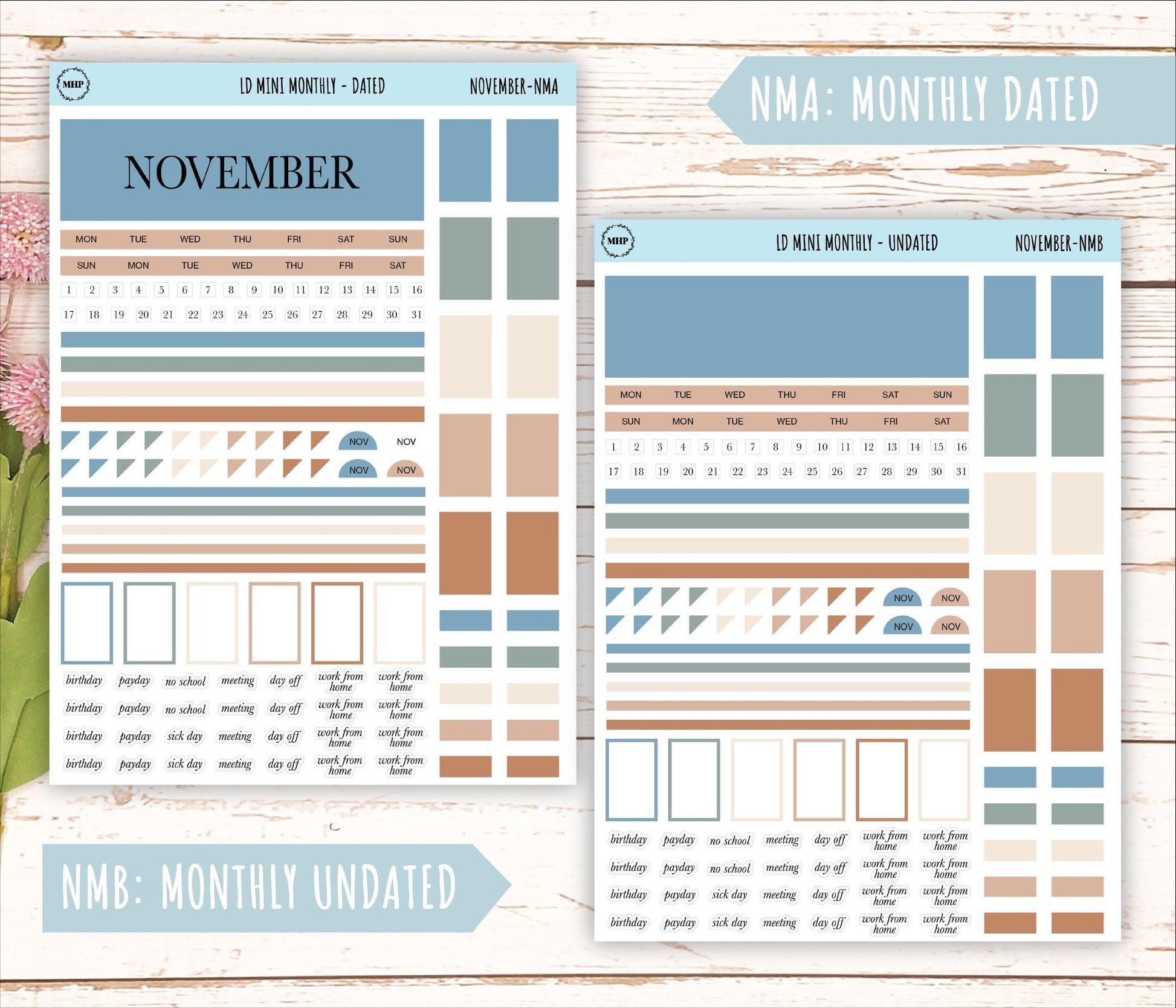 NOVEMBER Neutral Color Stickers for small Laurel Denise Planners || NNOV