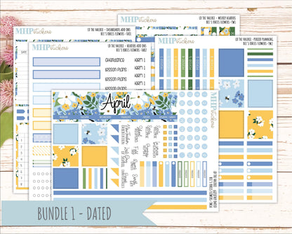 APRIL Stickers for The Valerie Laurel Denise Planner (Formerly Teacher Planner) "Bee's Knees Flowers" || TC