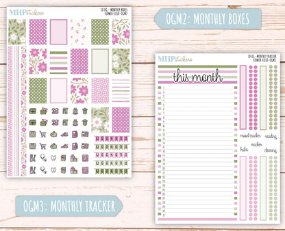 APRIL 2025 Stickers for Large size Horizontal & Vertical Laurel Denise Planner. (Formerly Original or Standar Size) "Flower Field" || OGFF