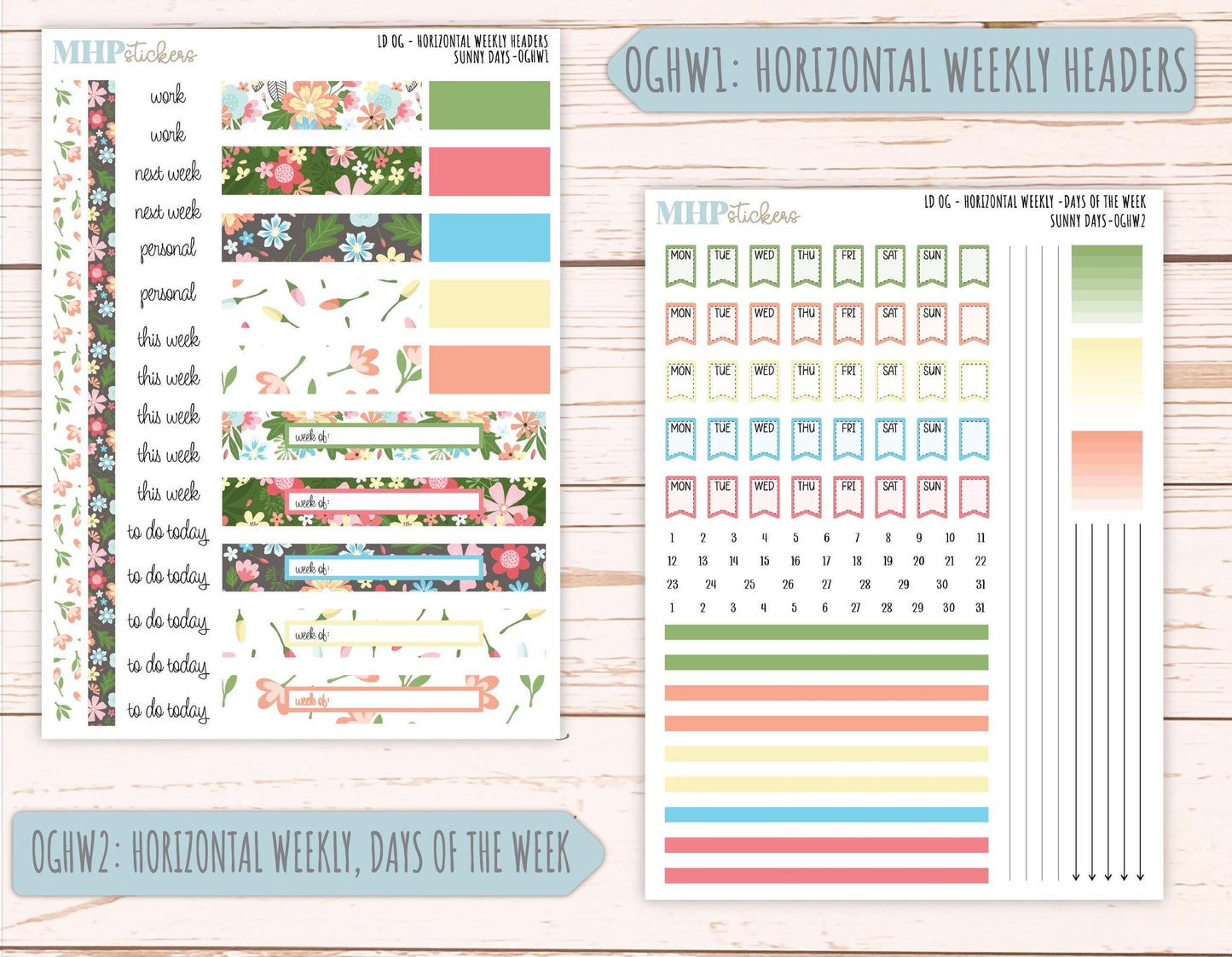AUGUST 2025 Stickers for Large size Horizontal & Vertical Laurel Denise Planners. (Formerly Original or Standar Size) "Sunny Days" || OGSD