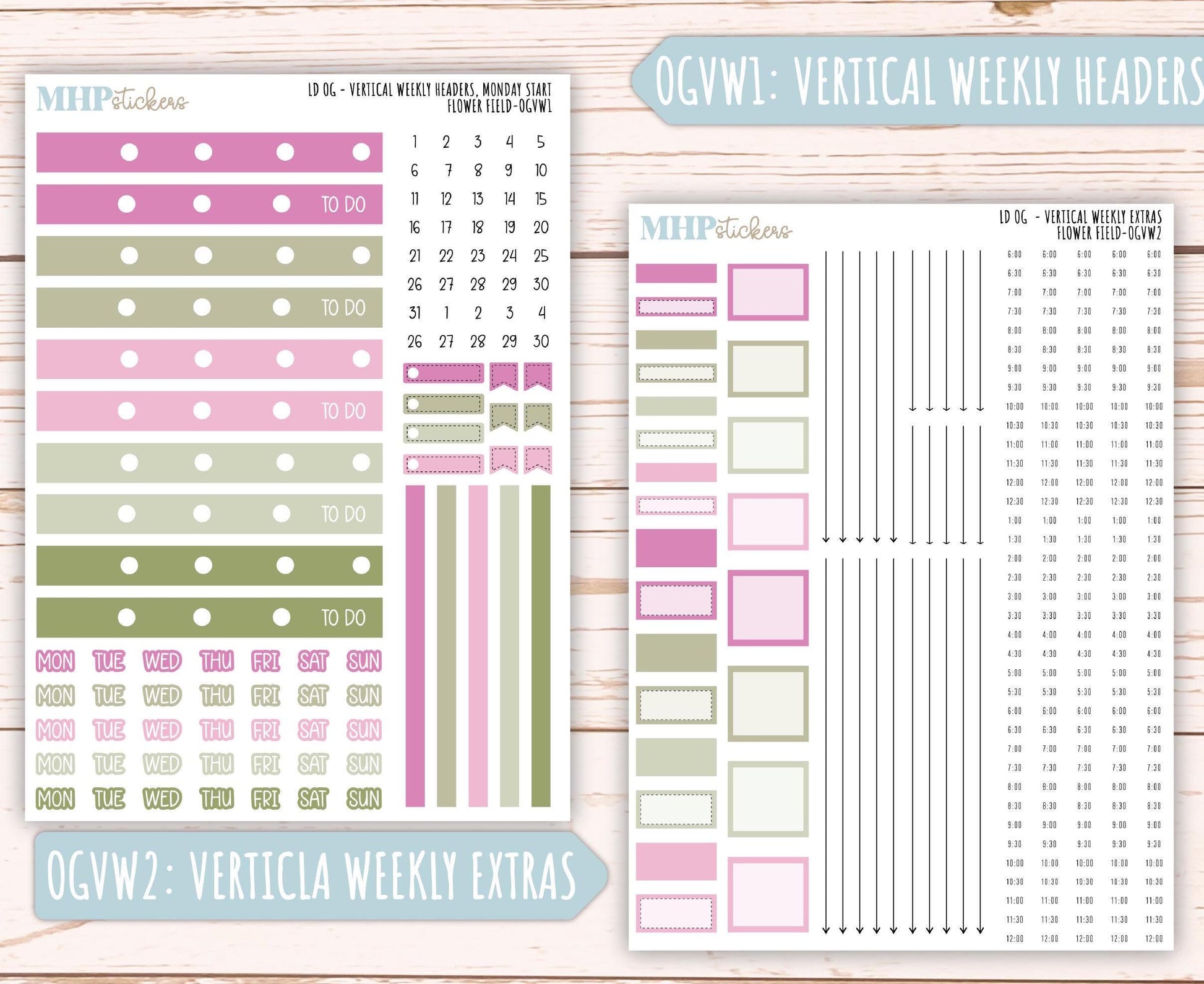 APRIL 2025 Stickers for Large size Horizontal & Vertical Laurel Denise Planner. (Formerly Original or Standar Size) "Flower Field" || OGFF