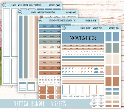 NOVEMBER Neutral Color Stickers for small Laurel Denise Planners || NNOV