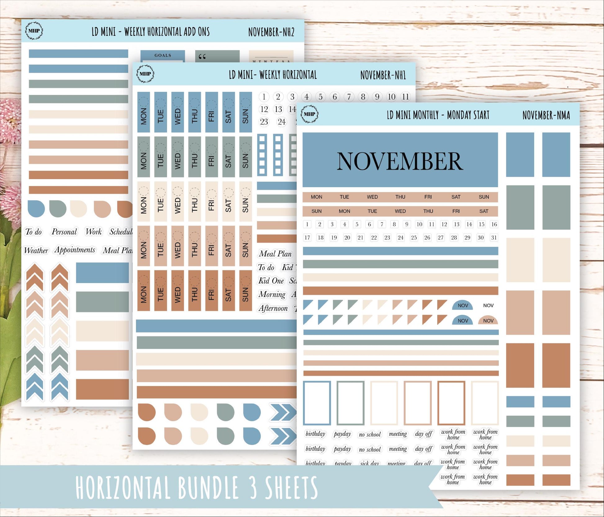 NOVEMBER Neutral Color Stickers for small Laurel Denise Planners || NNOV