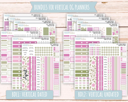 APRIL 2025 Stickers for Large size Horizontal & Vertical Laurel Denise Planner. (Formerly Original or Standar Size) "Flower Field" || OGFF