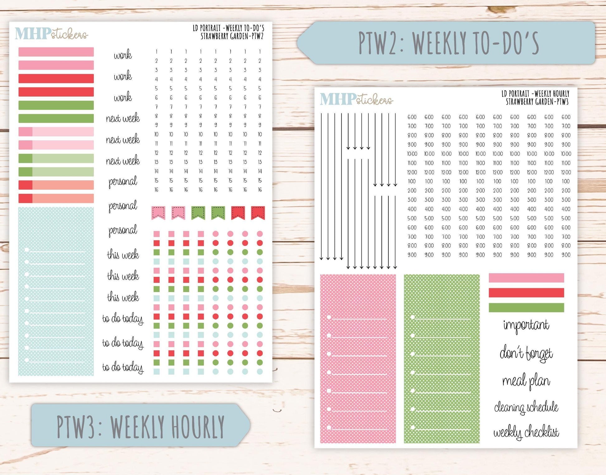 MAY 2025 Stickers for The Scout Laurel Denise Planner (formerly Portrait Planner). "Strawberry Garden" || PTSG