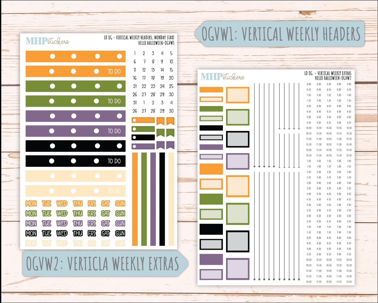 OCTOBER 2025 Stickers for Large size Horizontal & Vertical Laurel Denise Planners. (Formerly Original Size) "Hello Halloween" || OG