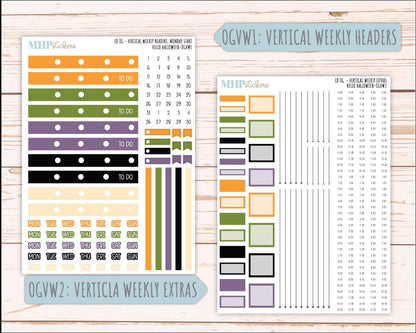 OCTOBER 2025 Stickers for Large size Horizontal & Vertical Laurel Denise Planners. (Formerly Original Size) "Hello Halloween" || OG