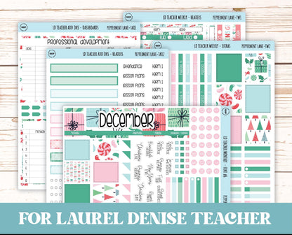 DECEMBER Stickers for The Valerie Laurel Denise Planner (Formerly Teacher Planner) "Peppermint Lane" || TPL