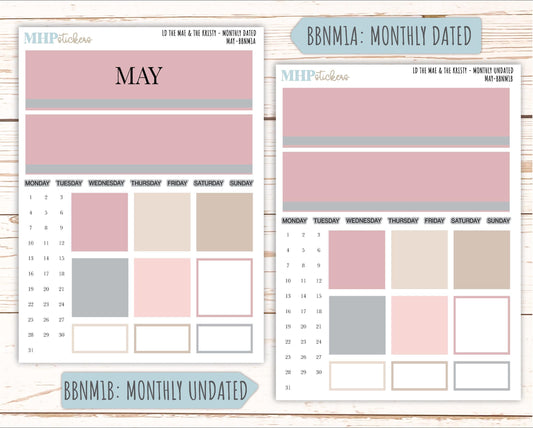 MAY Stickers for The Mae & Kristy Laurel Denise Planners (formerly Book Bound Planner). Neutral Color || BBN