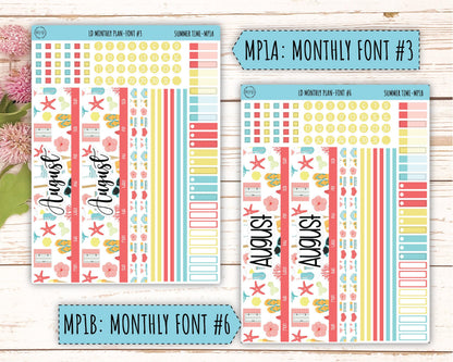August Stickers for Large size Horizontal & Vertical Laurel Denise Planner. (Formerly Original or Standar Size) "Summer Time" || MPST