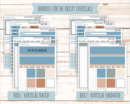 NOVEMBER Stickers for The Mae & Kristy Laurel Denise Planners (formerly Book Bound Planner). Neutral Color || BBN
