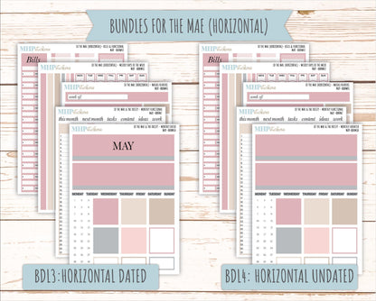 MAY Stickers for The Mae & Kristy Laurel Denise Planners (formerly Book Bound Planner). Neutral Color || BBN