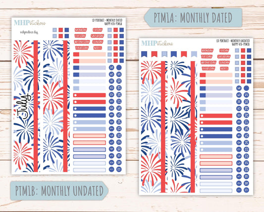 JULY 2025 Stickers for The Scout Laurel Denise Planner (formerly Portrait Planner). "Happy 4th" || PTH4