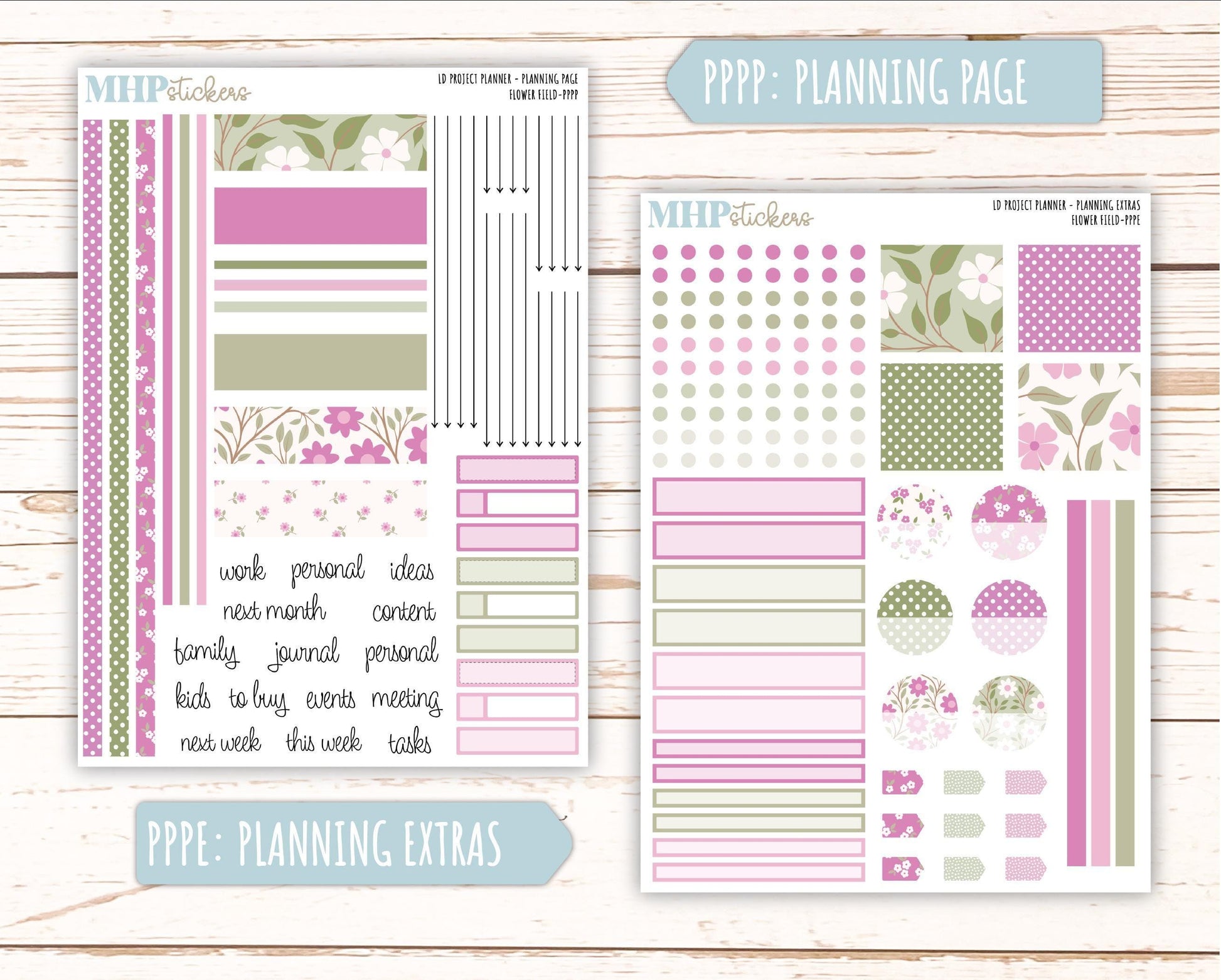 APRIL Stickers for The Rose Large Laurel Denise Planner (Formerly Project Planner) "Flower Field" || PPFF