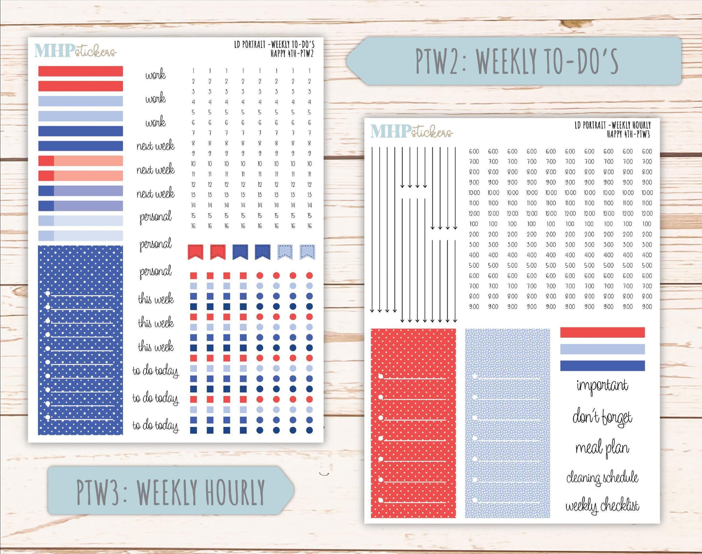 JULY 2025 Stickers for The Scout Laurel Denise Planner (formerly Portrait Planner). "Happy 4th" || PTH4