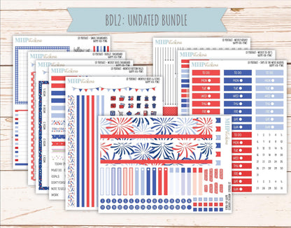 JULY 2025 Stickers for The Scout Laurel Denise Planner (formerly Portrait Planner). "Happy 4th" || PTH4