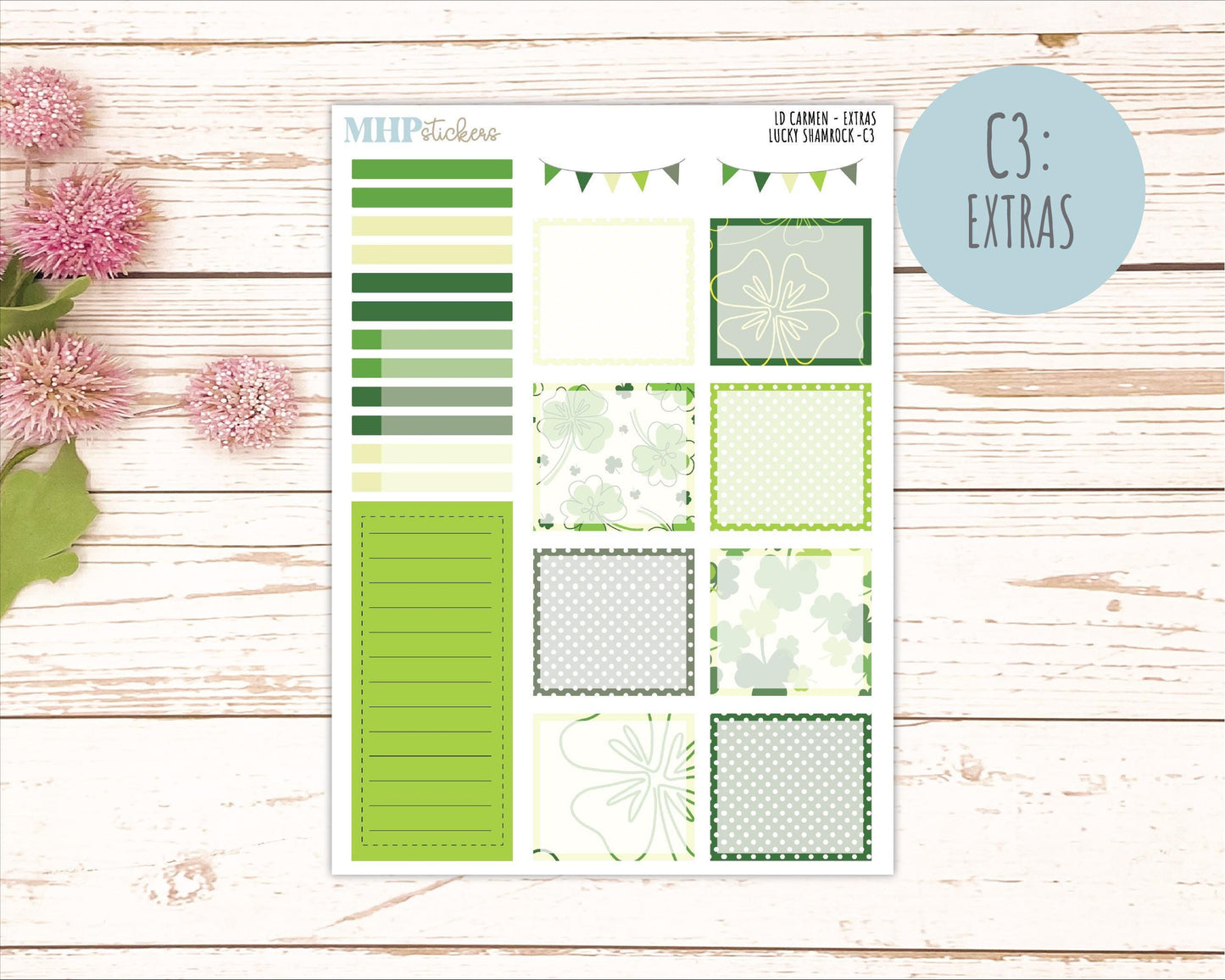 MARCH 2026 Stickers for The Carmen Laurel Denise Planner (Simply Month Planner). "Lucky Shamrock" || C