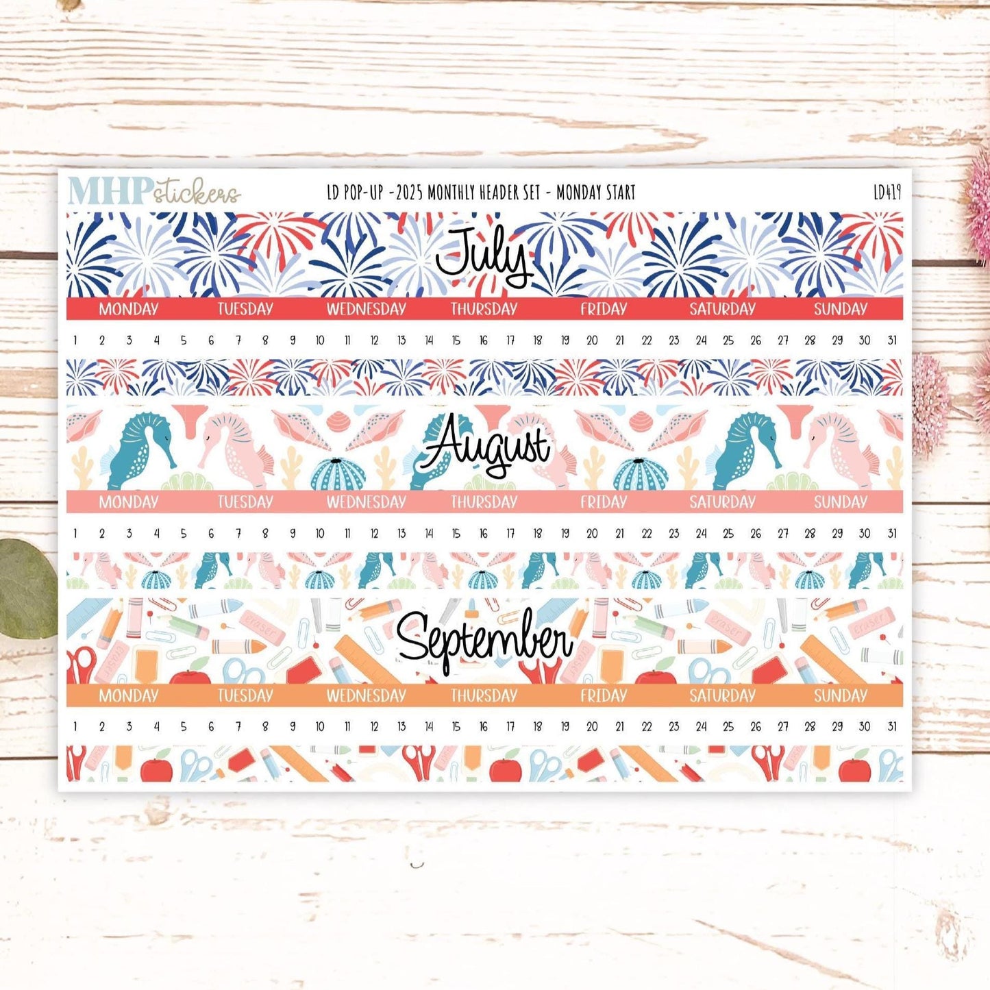2025 Monthly Headers Set for Laurel Denise POP-UP || LD419