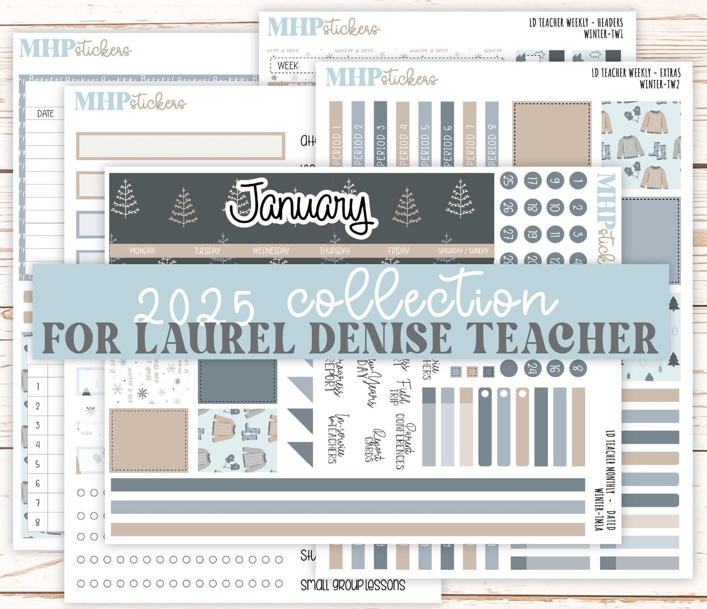 JANUARY Stickers for The Valerie Laurel Denise Planner (Formerly Teacher Planner) "Winter" || TW