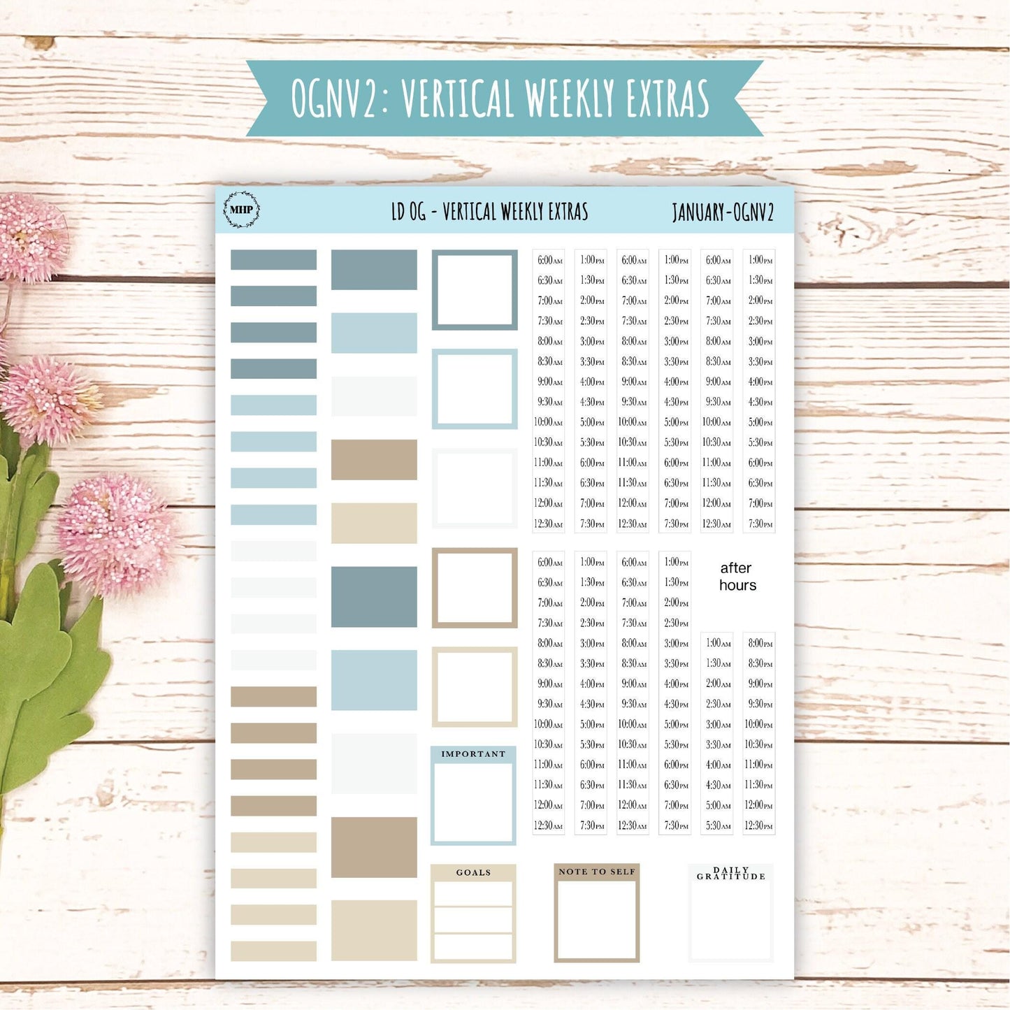Neutral Color Stickers for Large size Horizontal & Vertical Laurel Denise Planner. (Formerly Original or Standar Size) JANUARY || OGNJAN