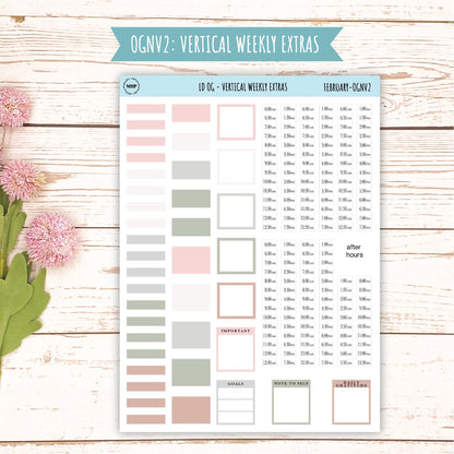 Neutral Color Stickers for Large size Horizontal & Vertical Laurel Denise Planner. (Formerly Original or Standar Size) FEBRUARY || OGNFEB