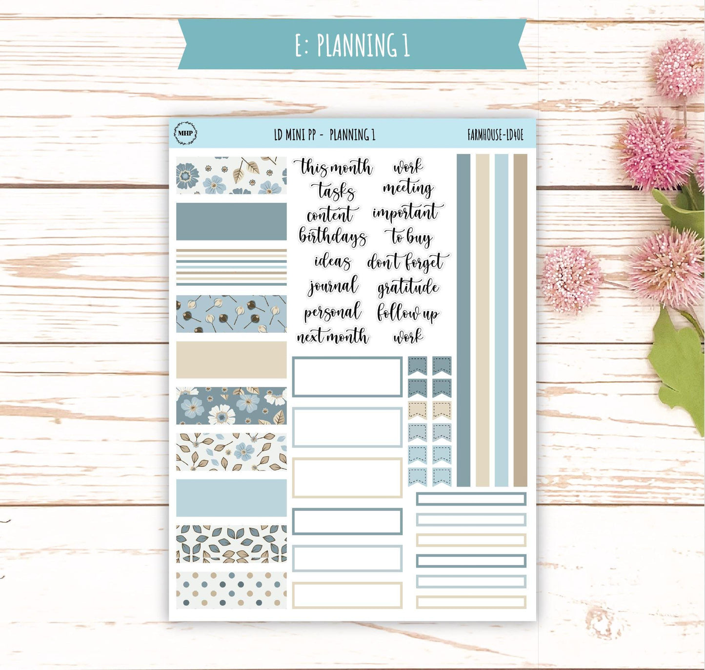 SEPTEMBER Stickers for The Rose Small Laurel Denise Planner (Formerly Mini Project Planner) "Farmhouse" || LD408FH