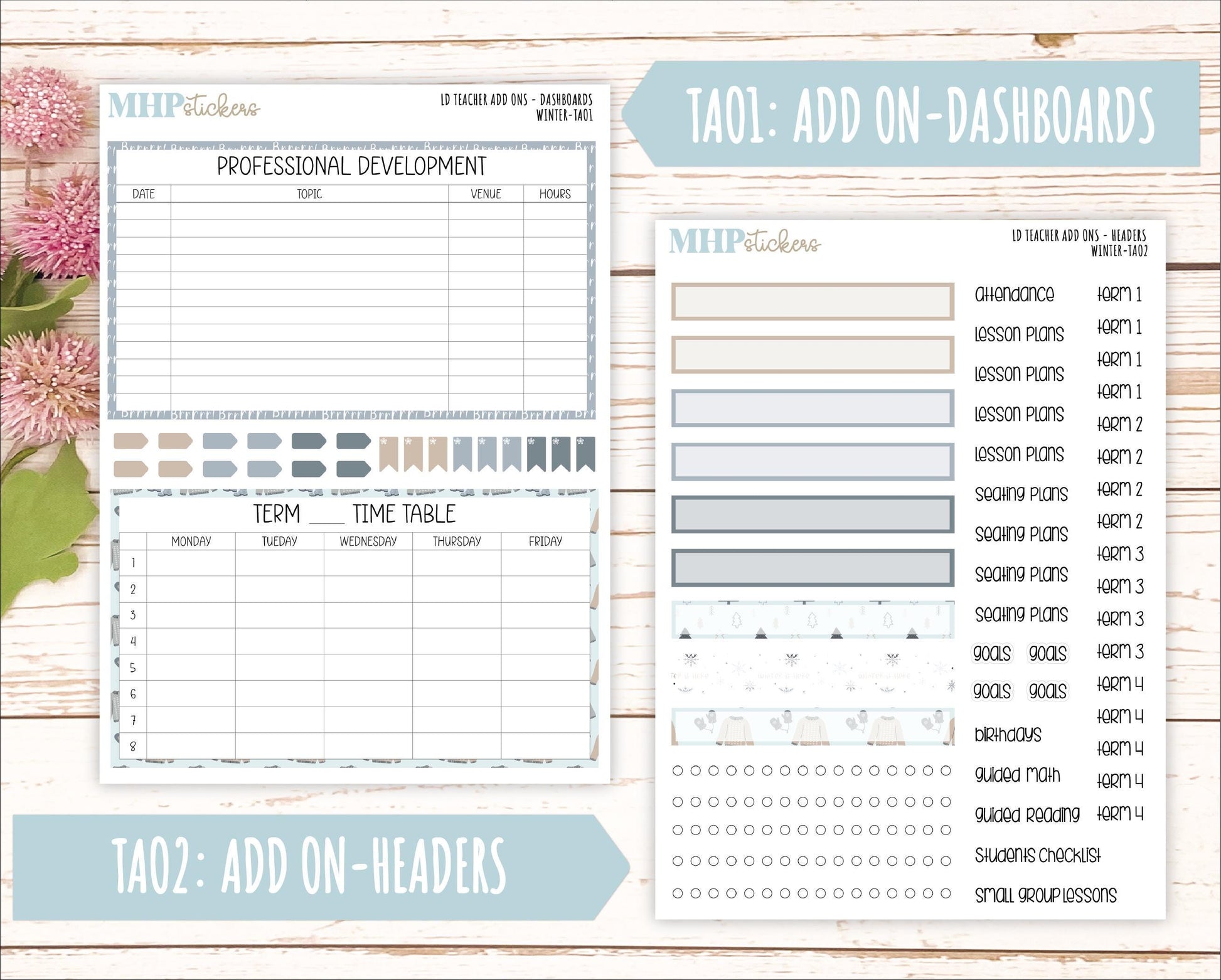 JANUARY Stickers for The Valerie Laurel Denise Planner (Formerly Teacher Planner) "Winter" || TW