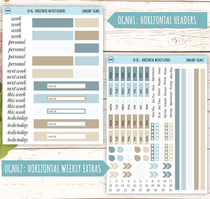 Neutral Color Stickers for Large size Horizontal & Vertical Laurel Denise Planner. (Formerly Original or Standar Size) JANUARY || OGNJAN