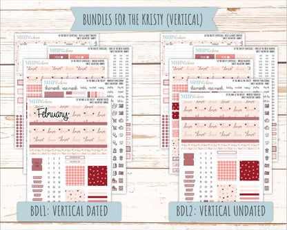 FEBRUARY 2026 Stickers for the Mae & Kristy Laurel Denise Planners (Book Bound Planner) "Sweet Valentine" || BB
