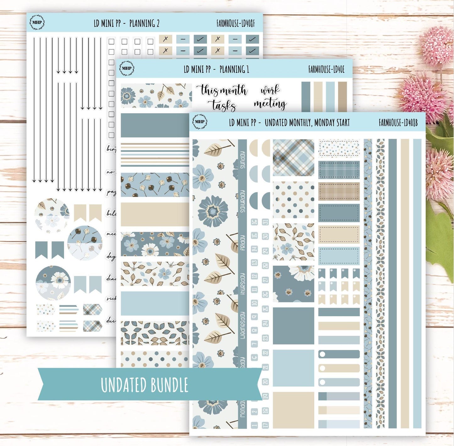 SEPTEMBER Stickers for The Rose Small Laurel Denise Planner (Formerly Mini Project Planner) "Farmhouse" || LD408FH