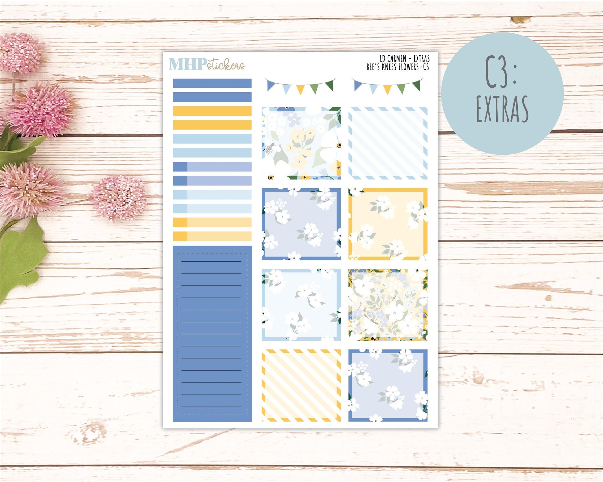 APRIL 2026 Stickers for The Carmen Laurel Denise Planner (Simply Month Planner). "Bee's Knees Flowers" || C
