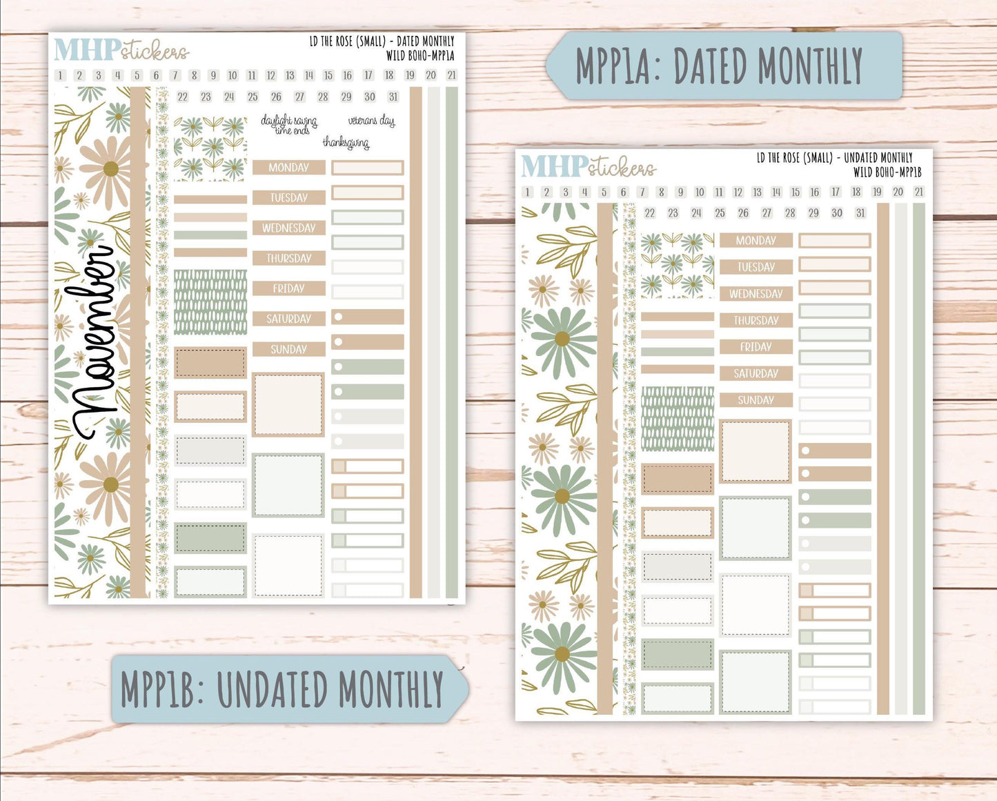 NOVEMBER 2025 Stickers for The Rose Small Laurel Denise Planner (Formerly Mini Project Planner) "Wild Boho" || MPP