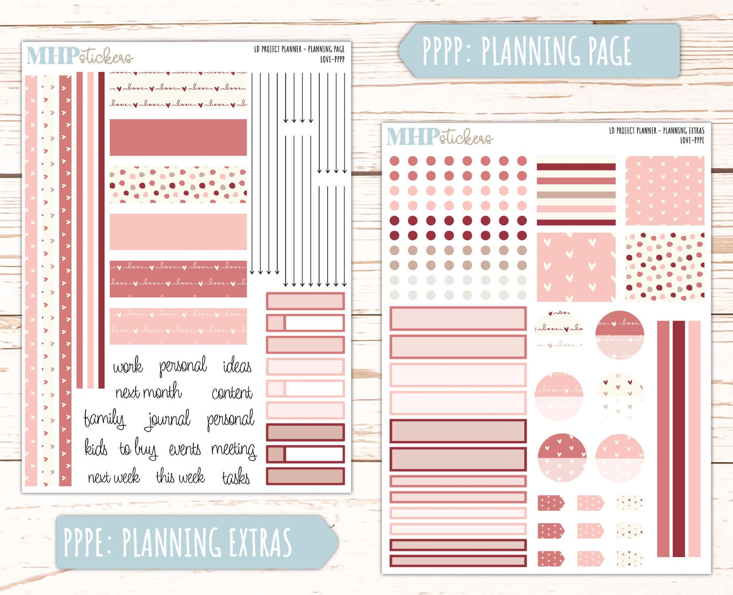 FEBRUARY Stickers for The Rose Large Laurel Denise Planner (Formerly Project Planner) "Love" || PPLV