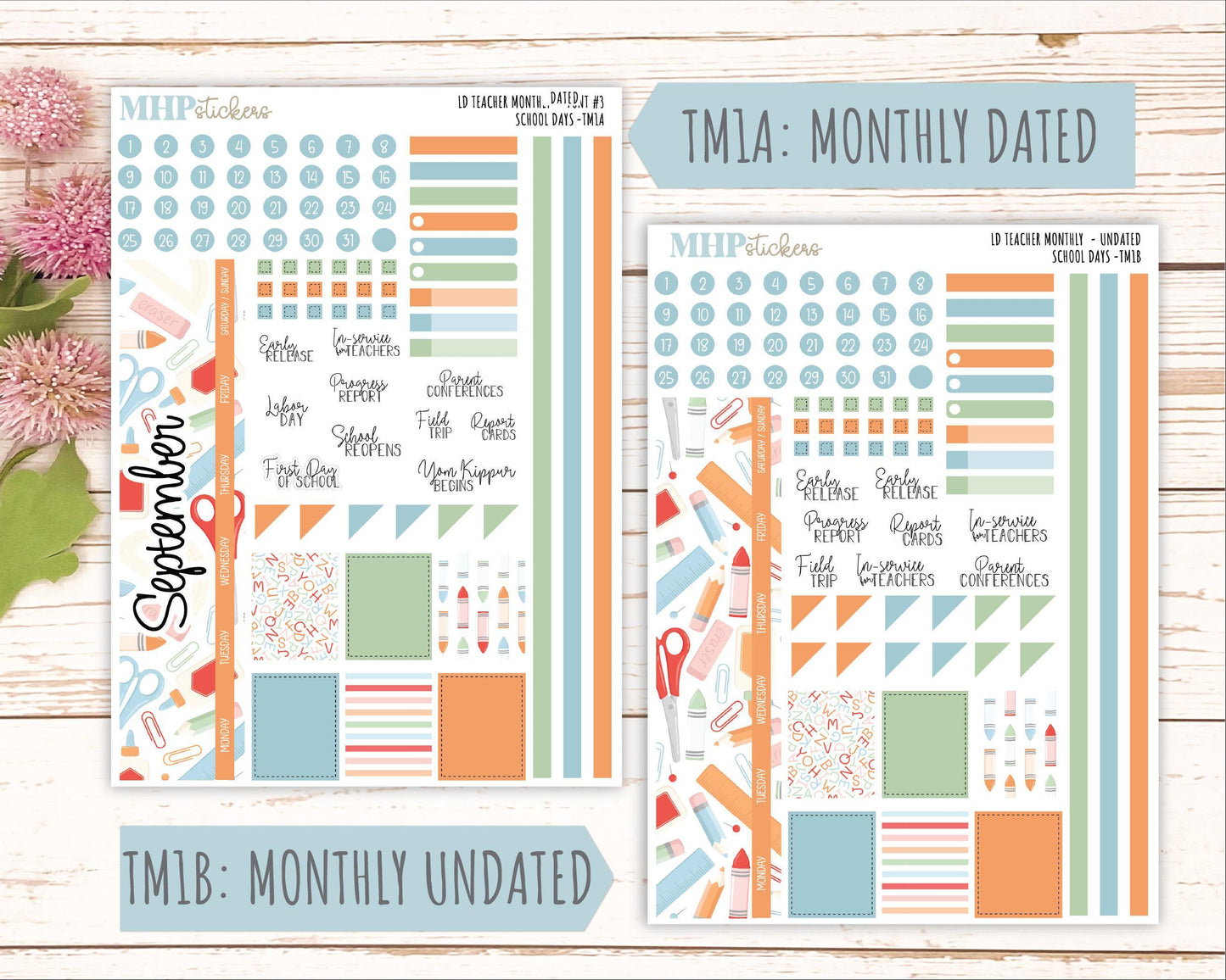 SEPTEMBER Stickers for The Valerie Laurel Denise Planner (Formerly Teacher Planner) "School Days" || TC