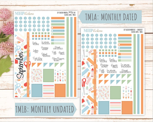 SEPTEMBER Stickers for The Valerie Laurel Denise Planner (Formerly Teacher Planner) "School Days" || TC
