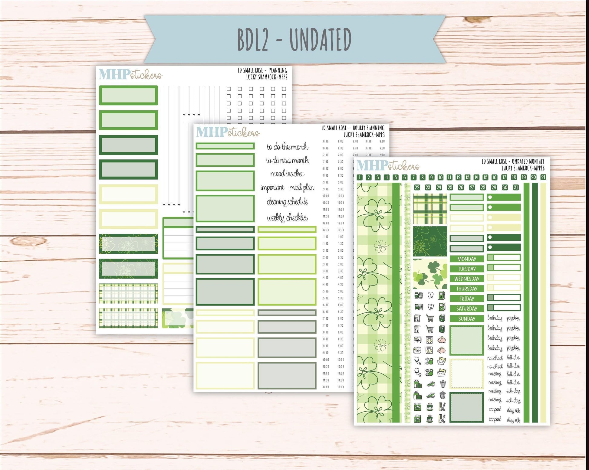 MARCH 2026 Stickers for The Small Rose Laurel Denise Planner (Formerly Mini Project Planner) "Luckly Shamrock" || MPP
