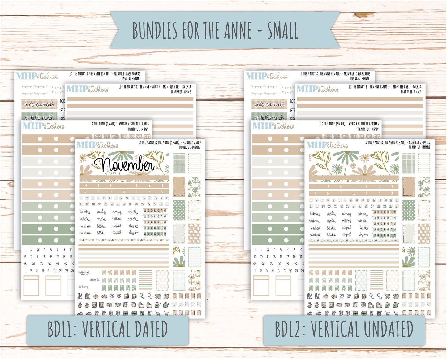 NOVEMBER 2025 Stickers for Small Horizontal & Vertical Laurel Denise Planners. (Formerly Mini Planner) "Wild Boho" || MN