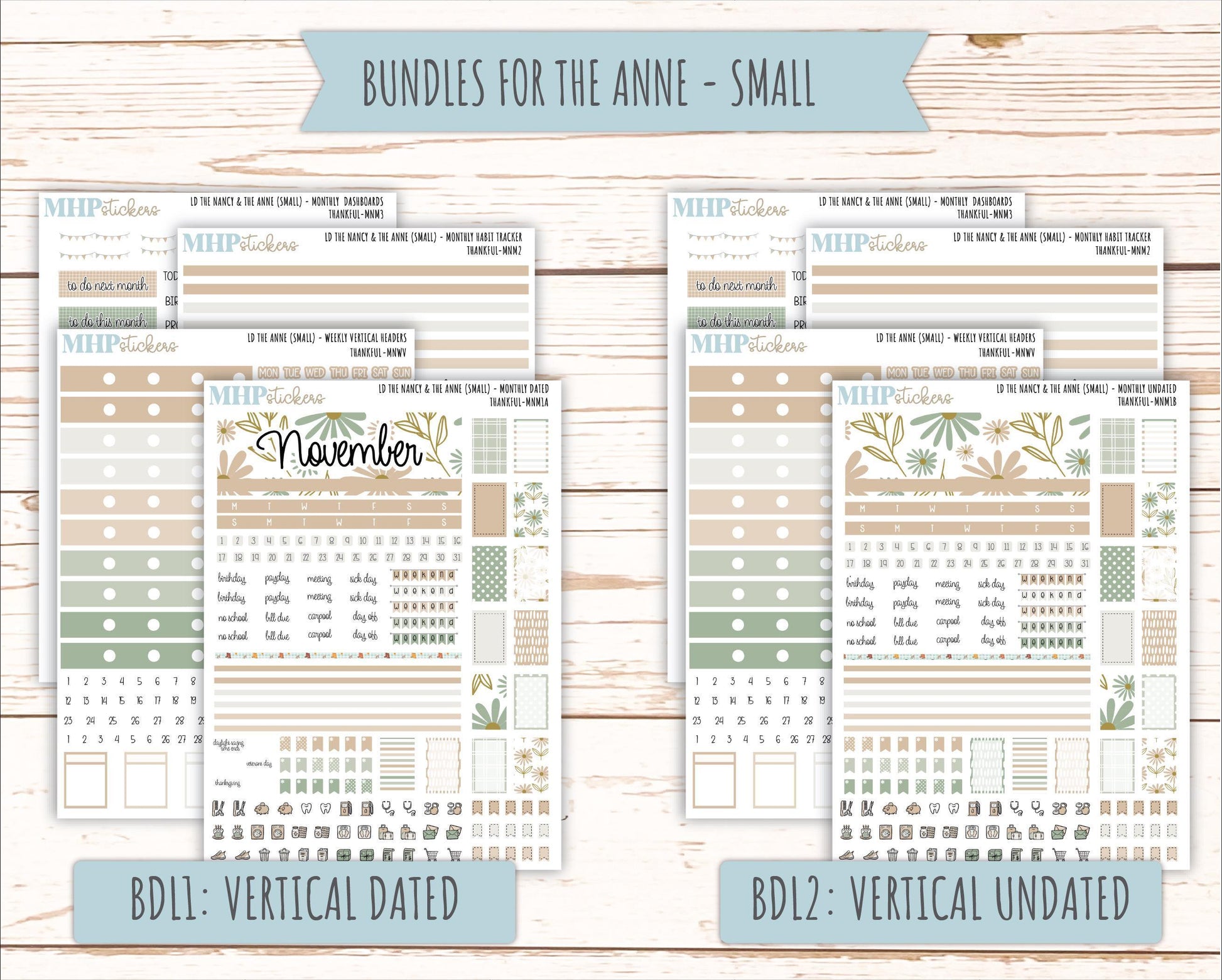 NOVEMBER 2025 Stickers for Small Horizontal & Vertical Laurel Denise Planners. (Formerly Mini Planner) "Wild Boho" || MN