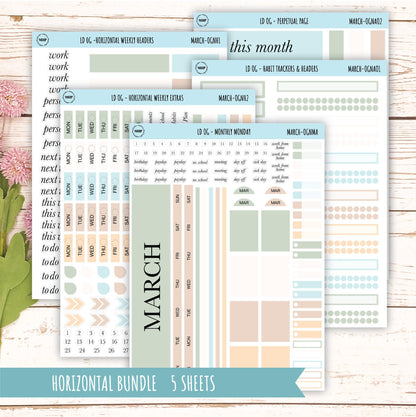 Neutral Color Stickers for Large size Horizontal & Vertical Laurel Denise Planner. (Formerly Original or Standar Size) MARCH || OGNMAR