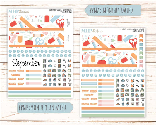 SEPTEMBER Stickers for the large Laurel Denise Rose Planner (Formerly Project Planner) "School Days" || PP