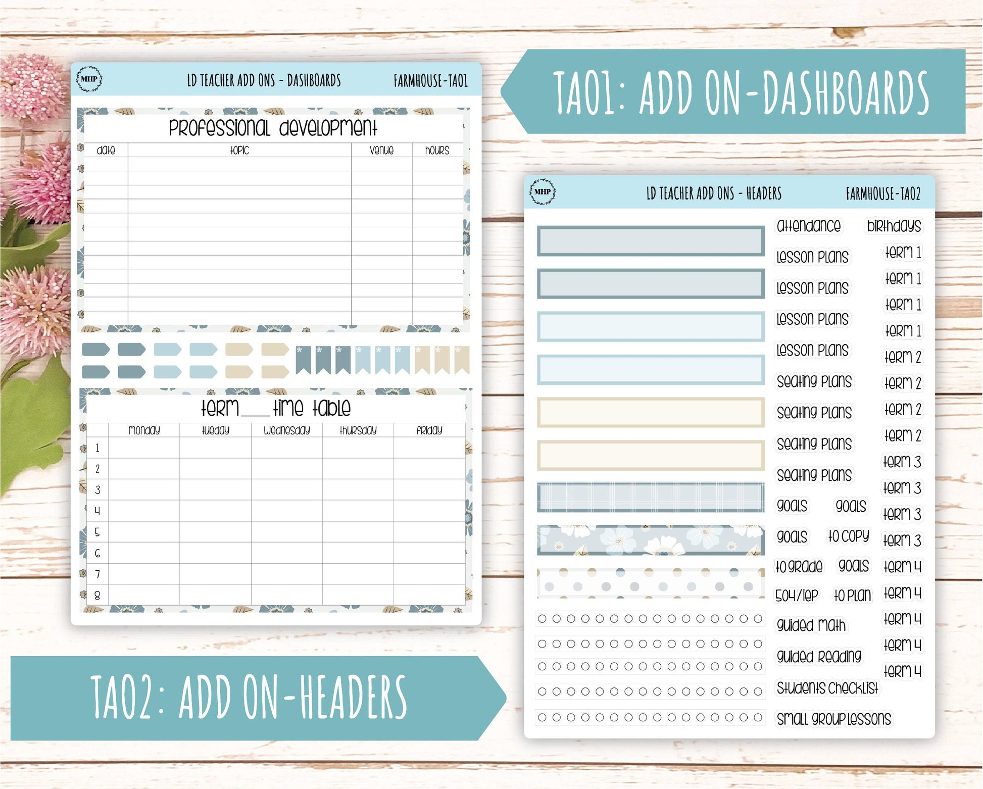 SEPTEMBER Stickers for The Valerie Laurel Denise Planner (Formerly Teacher Planner) "Farmhouse" || TFH