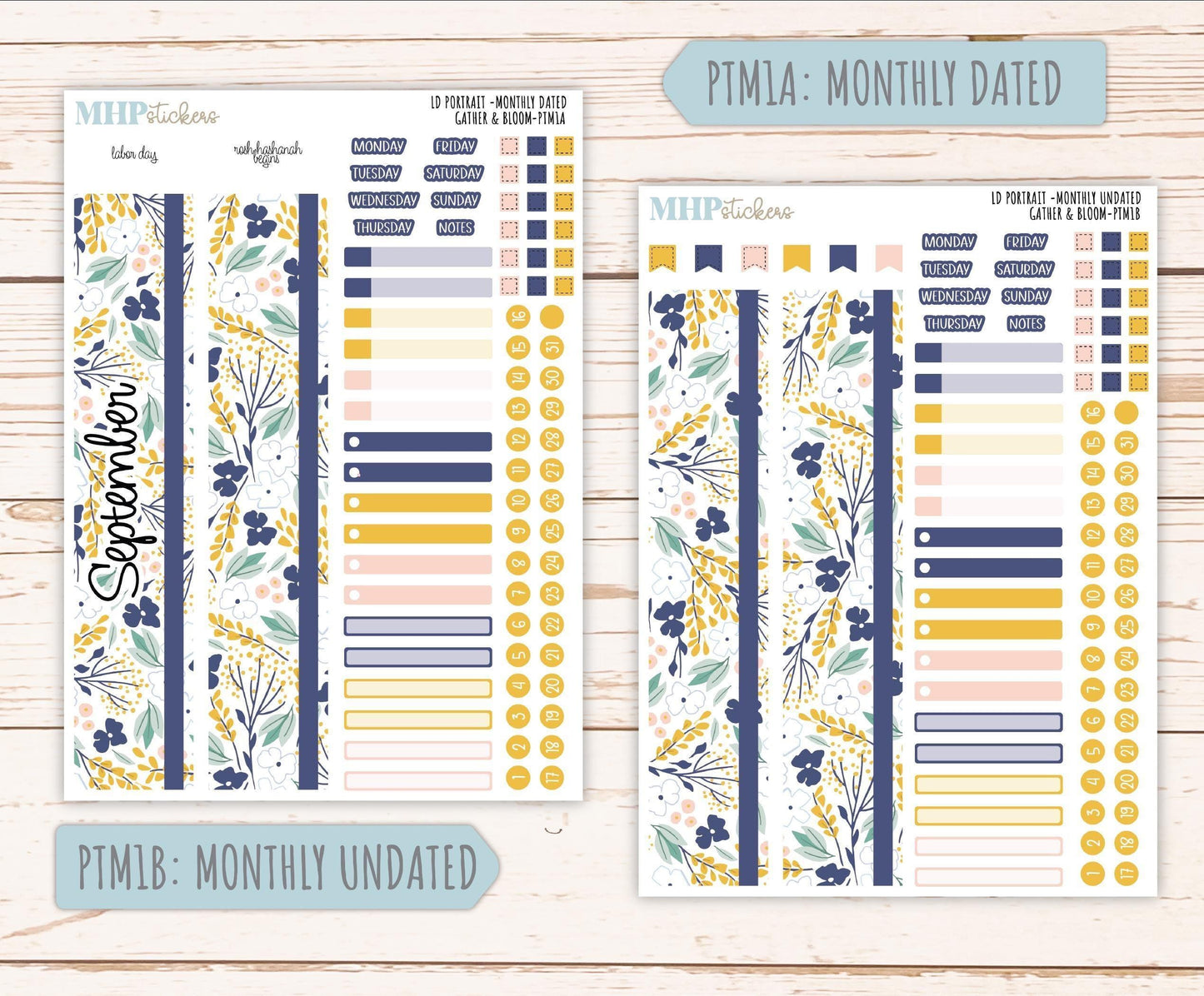 SEPTEMBER 2025 Stickers for The Scout Laurel Denise Planner (formerly Portrait Planner). "Gather and Bloom" || PT