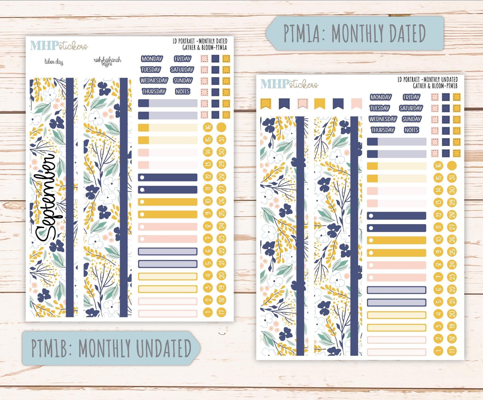 SEPTEMBER 2025 Stickers for The Scout Laurel Denise Planner (formerly Portrait Planner). "Gather and Bloom" || PT