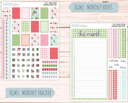 MAY 2025 Stickers for Large size Horizontal & Vertical Laurel Denise Planners. (Formerly Original Size) "Strawberry Garden" || OGSG