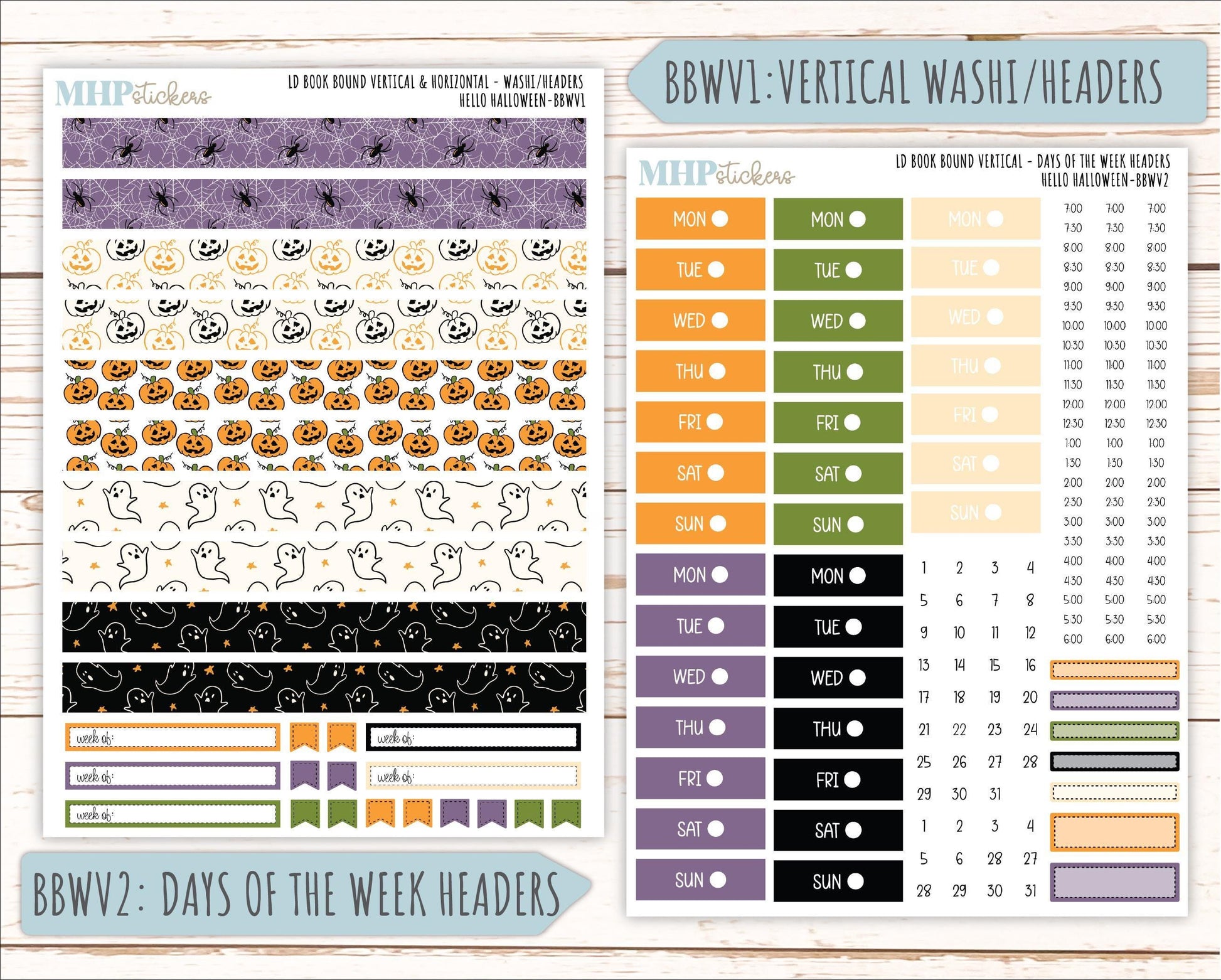 OCTOBER 2025 Stickers for The Mae & The Kristy Laurel Denise Planners ( Formerly Book Bound Planner) "Hello Halloween" || BB