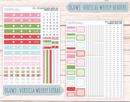 MAY 2025 Stickers for Large size Horizontal & Vertical Laurel Denise Planners. (Formerly Original Size) "Strawberry Garden" || OGSG