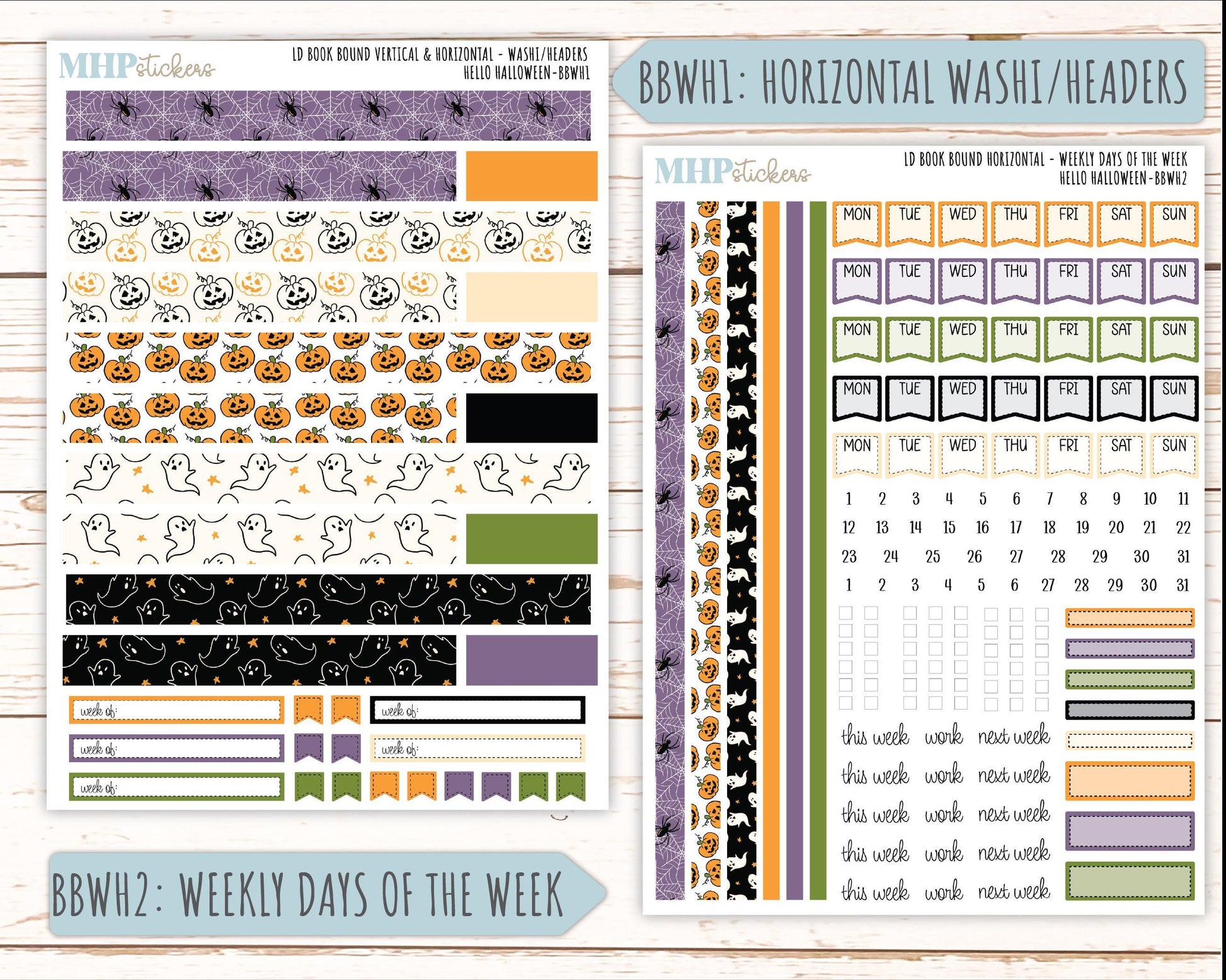 OCTOBER 2025 Stickers for The Mae & The Kristy Laurel Denise Planners ( Formerly Book Bound Planner) "Hello Halloween" || BB